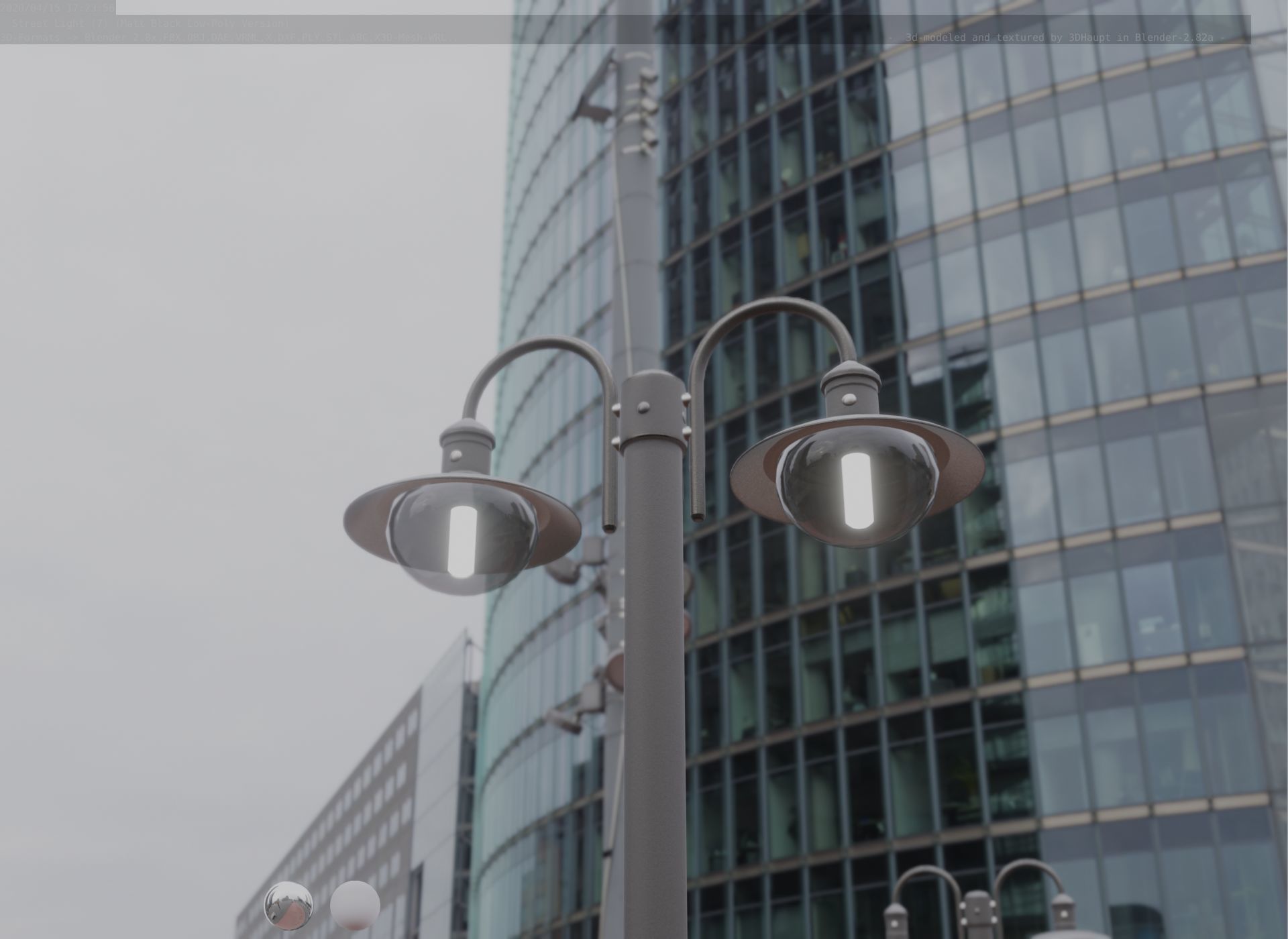 Street Light -7- Matt Black Version  3D Model Collection_26