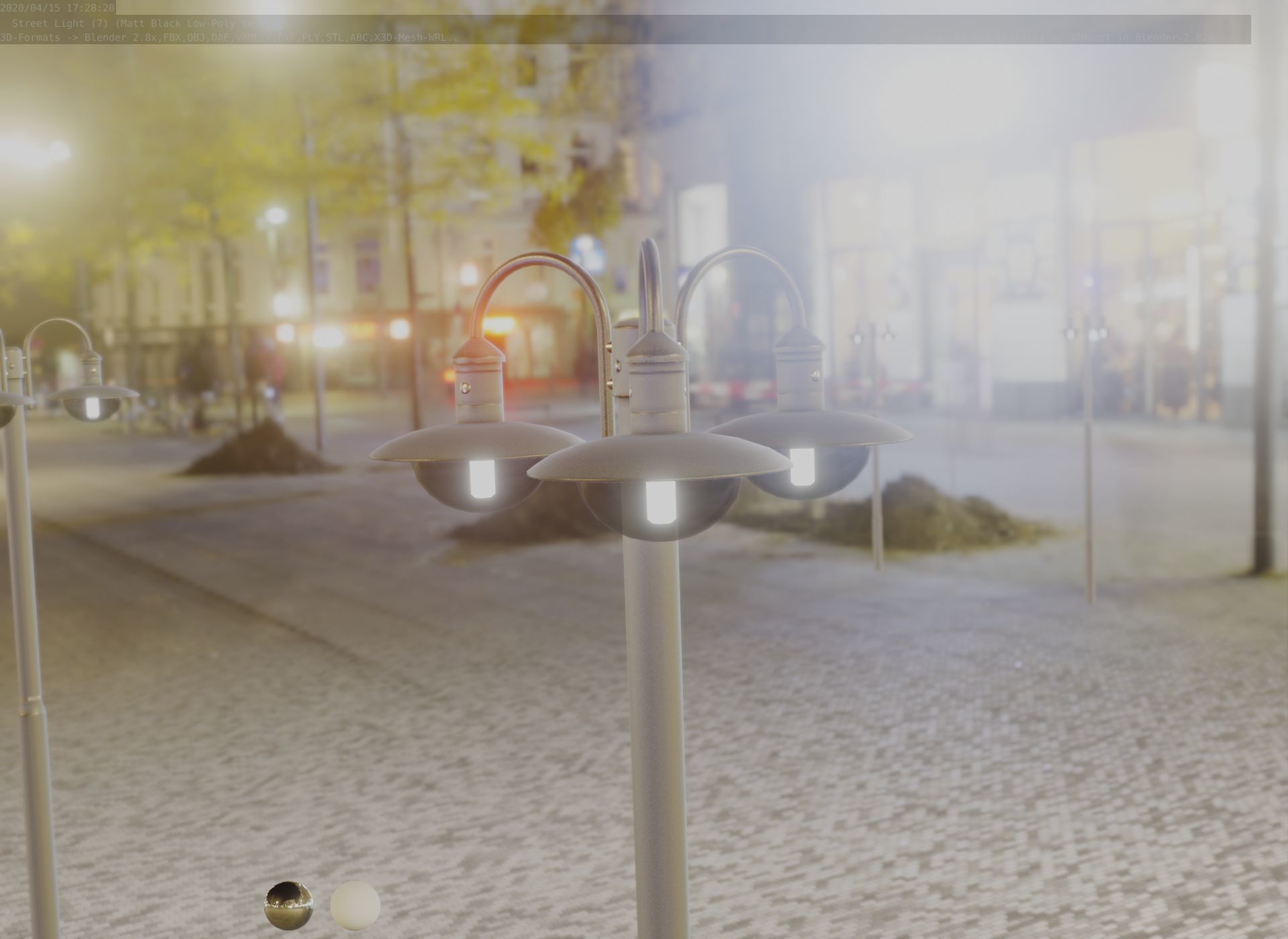 Street Light -7- Matt Black Version  3D Model Collection_68