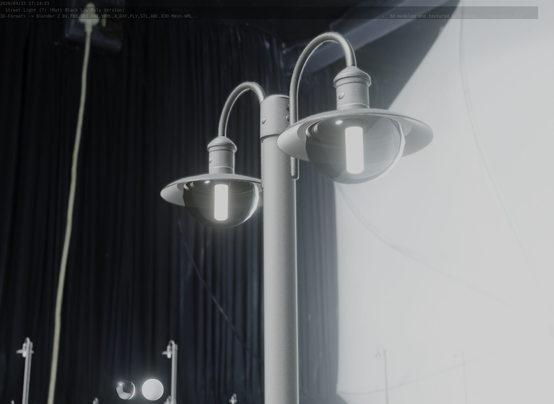 Street Light -7- Matt Black Version  3D Model Collection_27