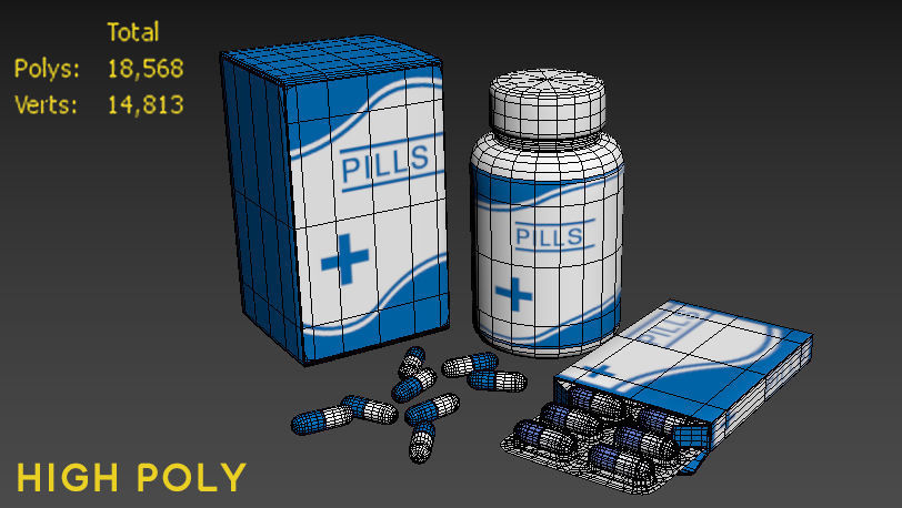Medicine Pills Package Low-poly 3D model_6