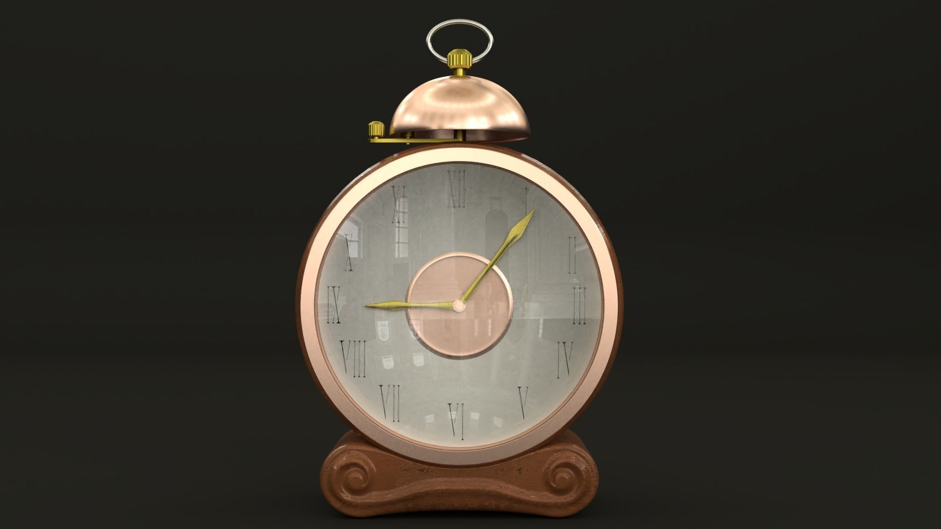 Fireplace clock 3D model_2