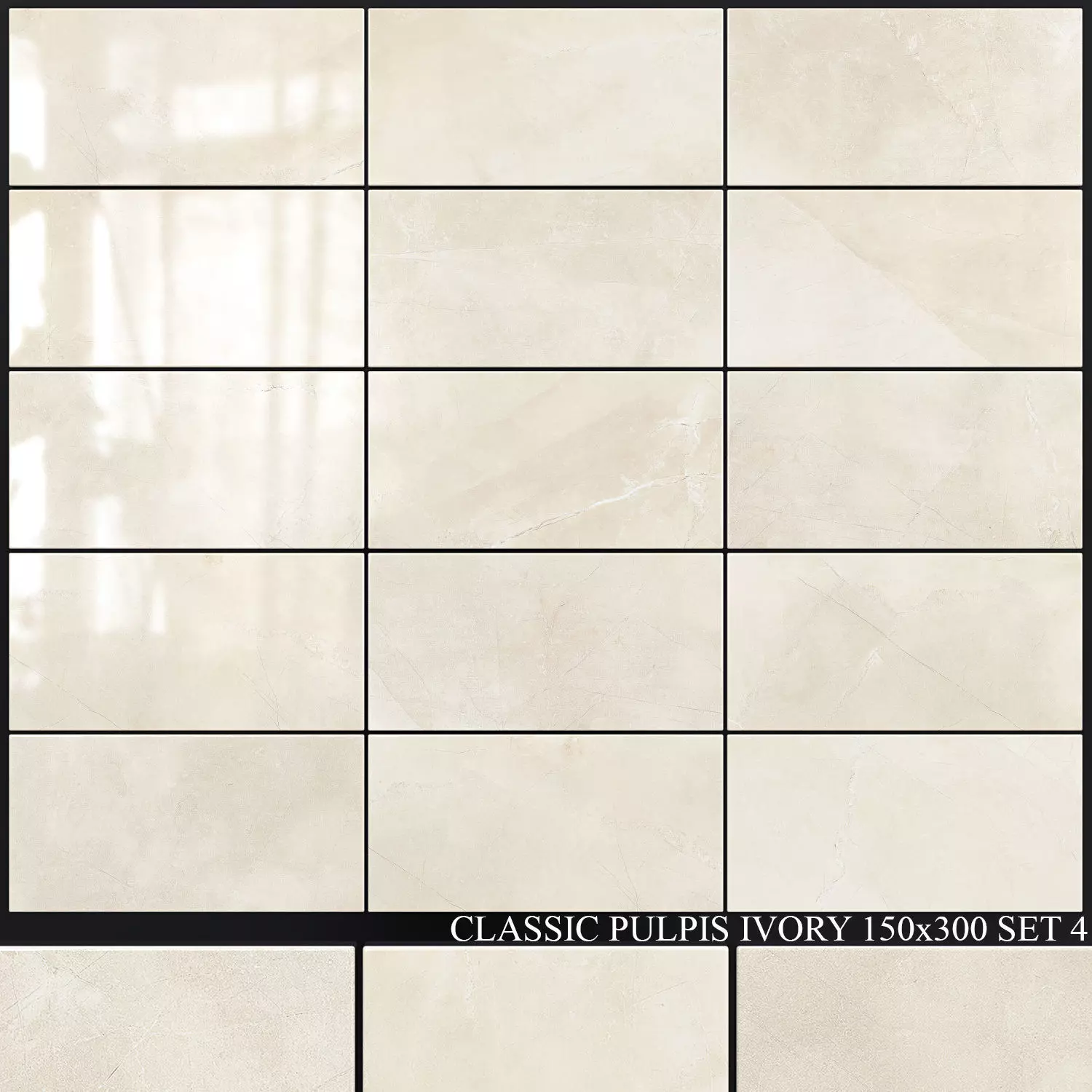 Yurtbay Seramik Classic Pulpis Ivory 150x300 Set 4 3D model_0