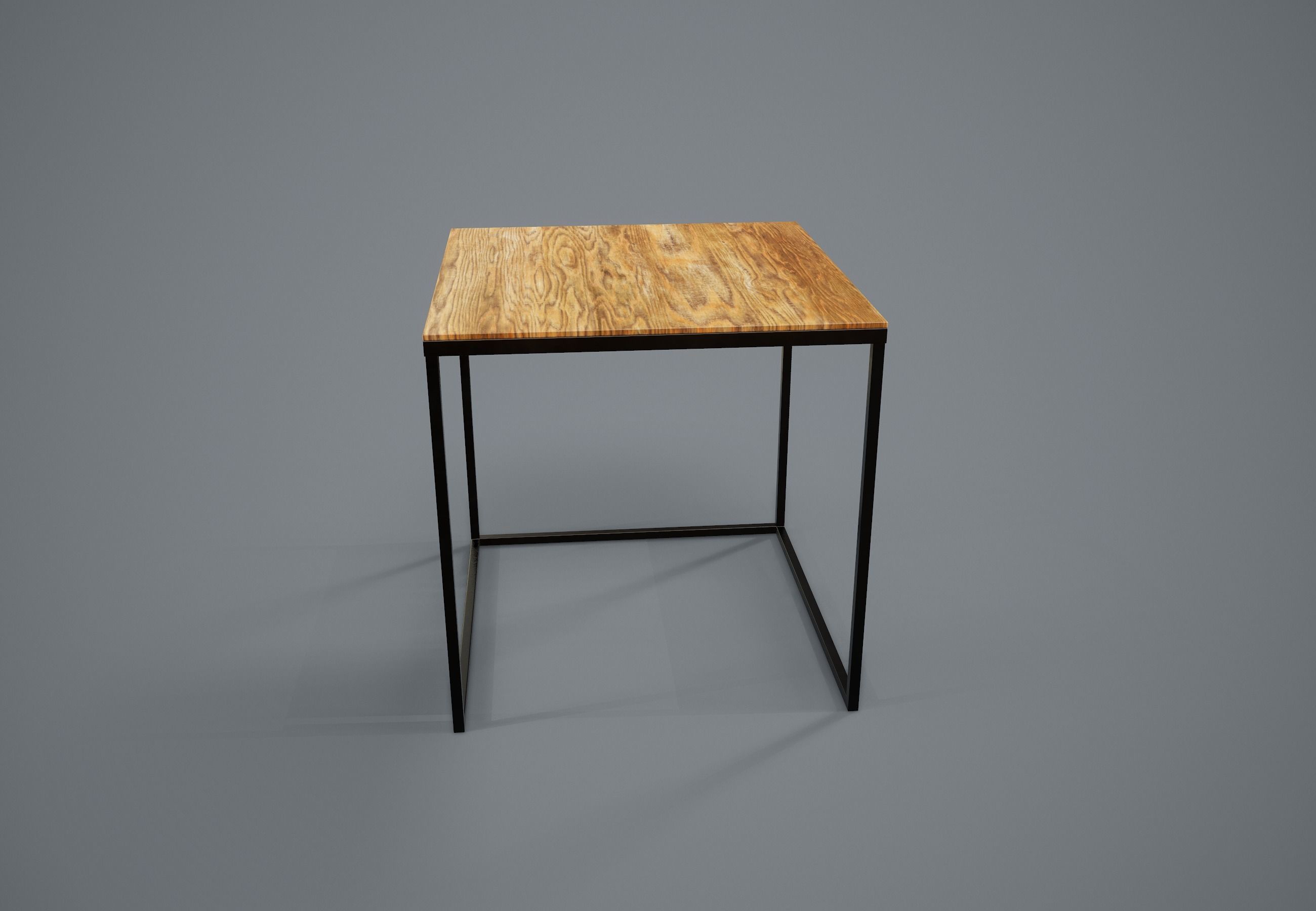 Table PBR Game Ready nesting with metal legs and wood top Low-poly 3D model_7