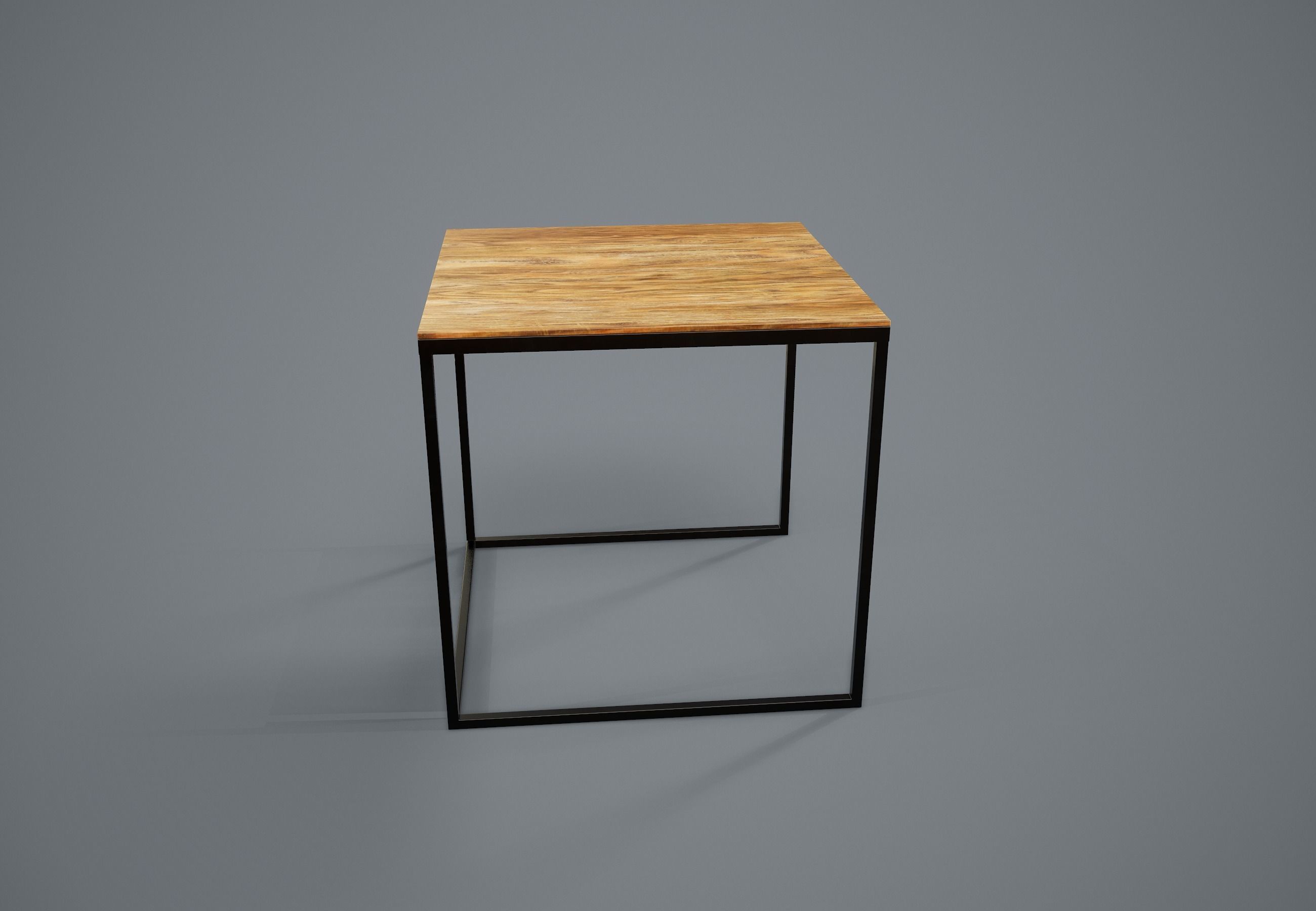 Table PBR Game Ready nesting with metal legs and wood top Low-poly 3D model_6