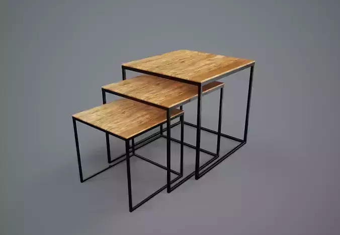 Table PBR Game Ready nesting with metal legs and wood top