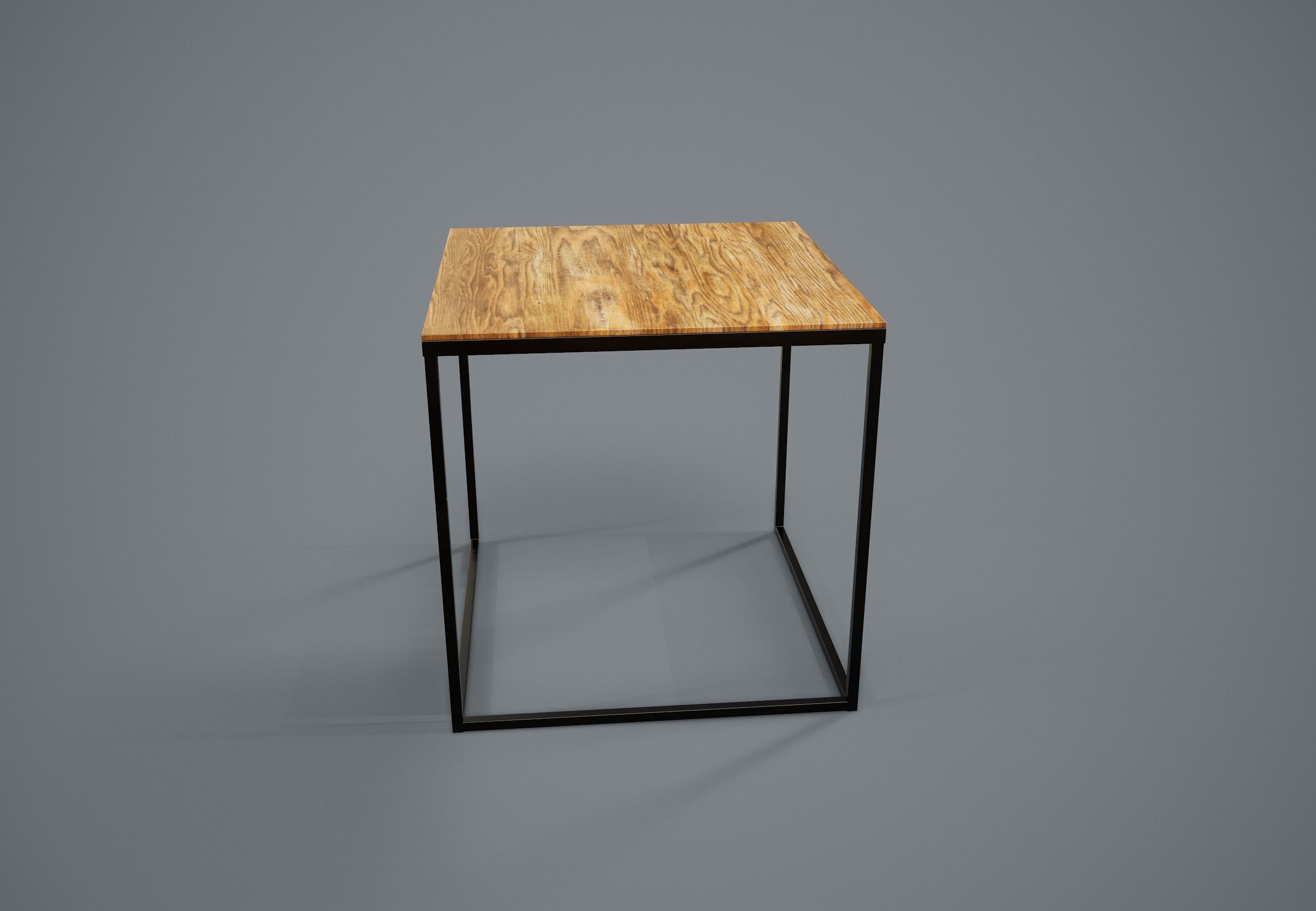 Table PBR Game Ready nesting with metal legs and wood top Low-poly 3D model_5