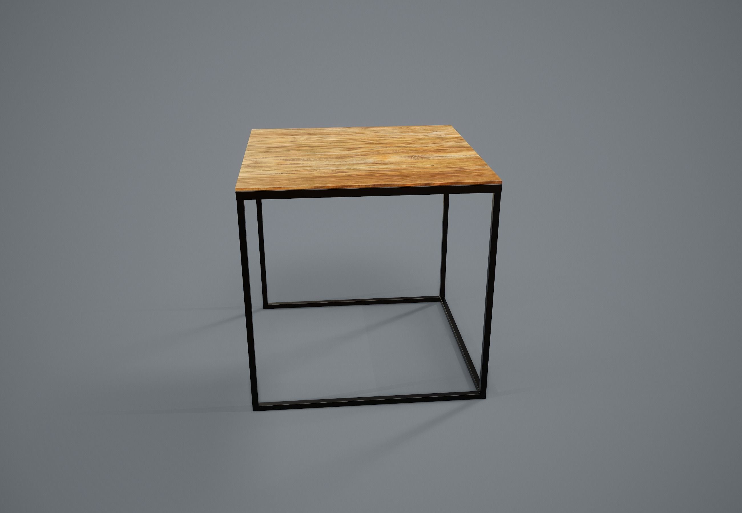 Table PBR Game Ready nesting with metal legs and wood top Low-poly 3D model_4