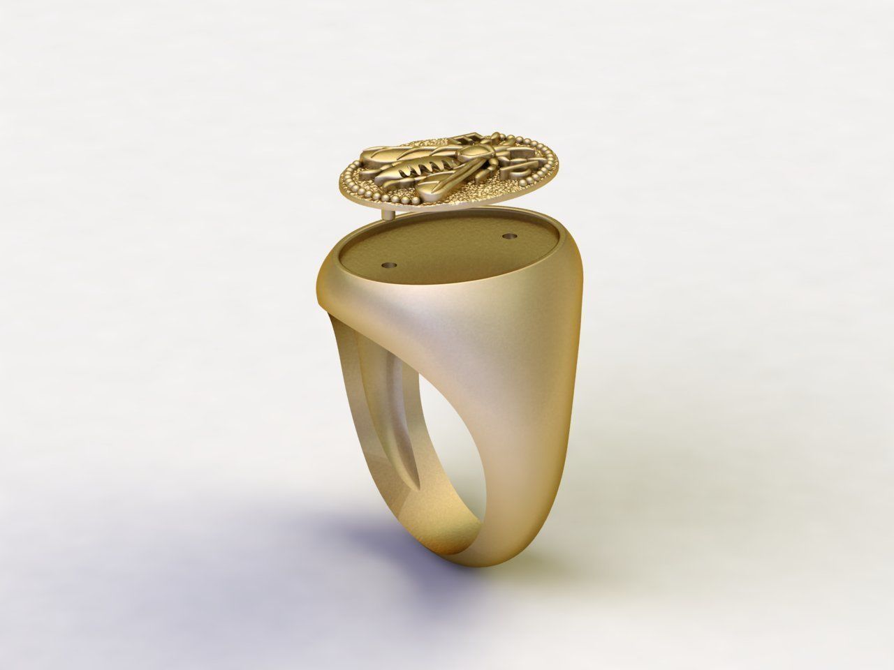 Bee Signet Hollow Rings in EU Size 3D print model_4