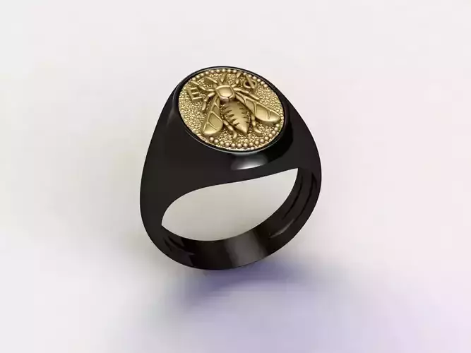 Bee Signet Hollow Rings in EU Size 3D print model