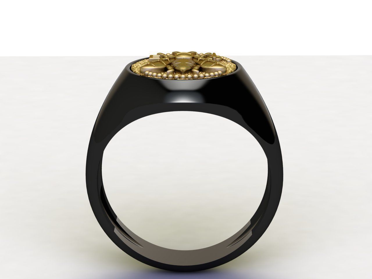 Bee Signet Hollow Rings in EU Size 3D print model_3
