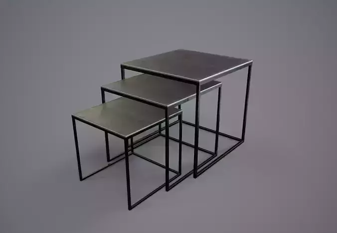 Table PBR Game Ready two nesting tables Low-poly 3D model