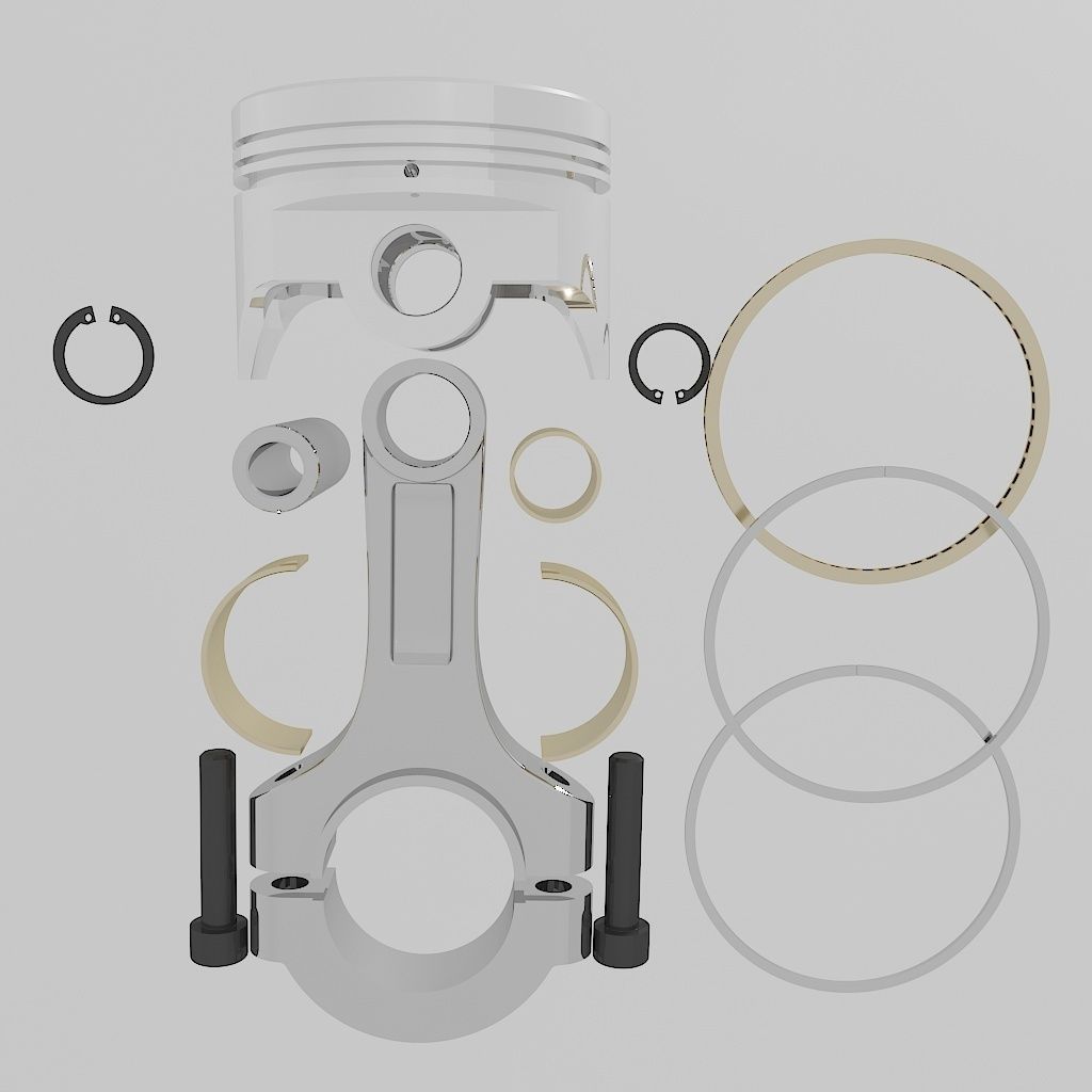 Connecting Rod-Piston with elements 3D model_1