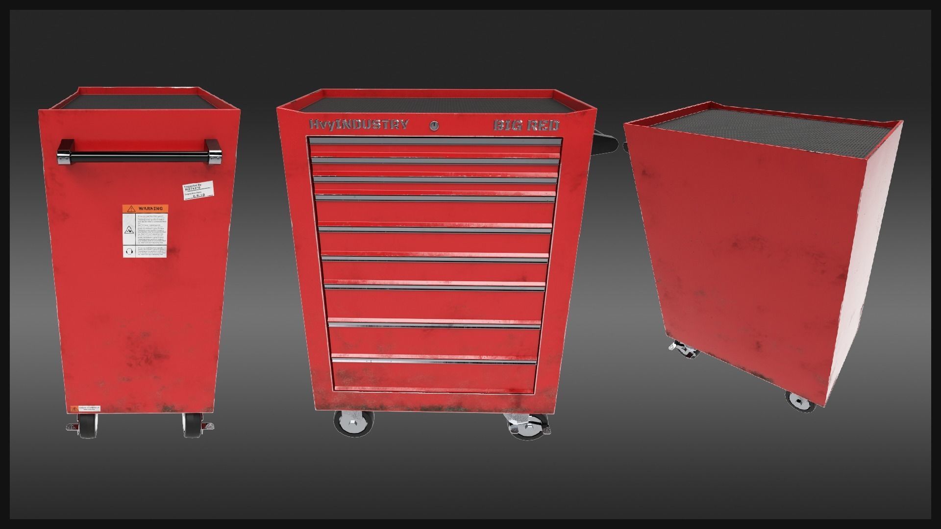 Rolling Tool Cabinet Low-poly 3D model_1