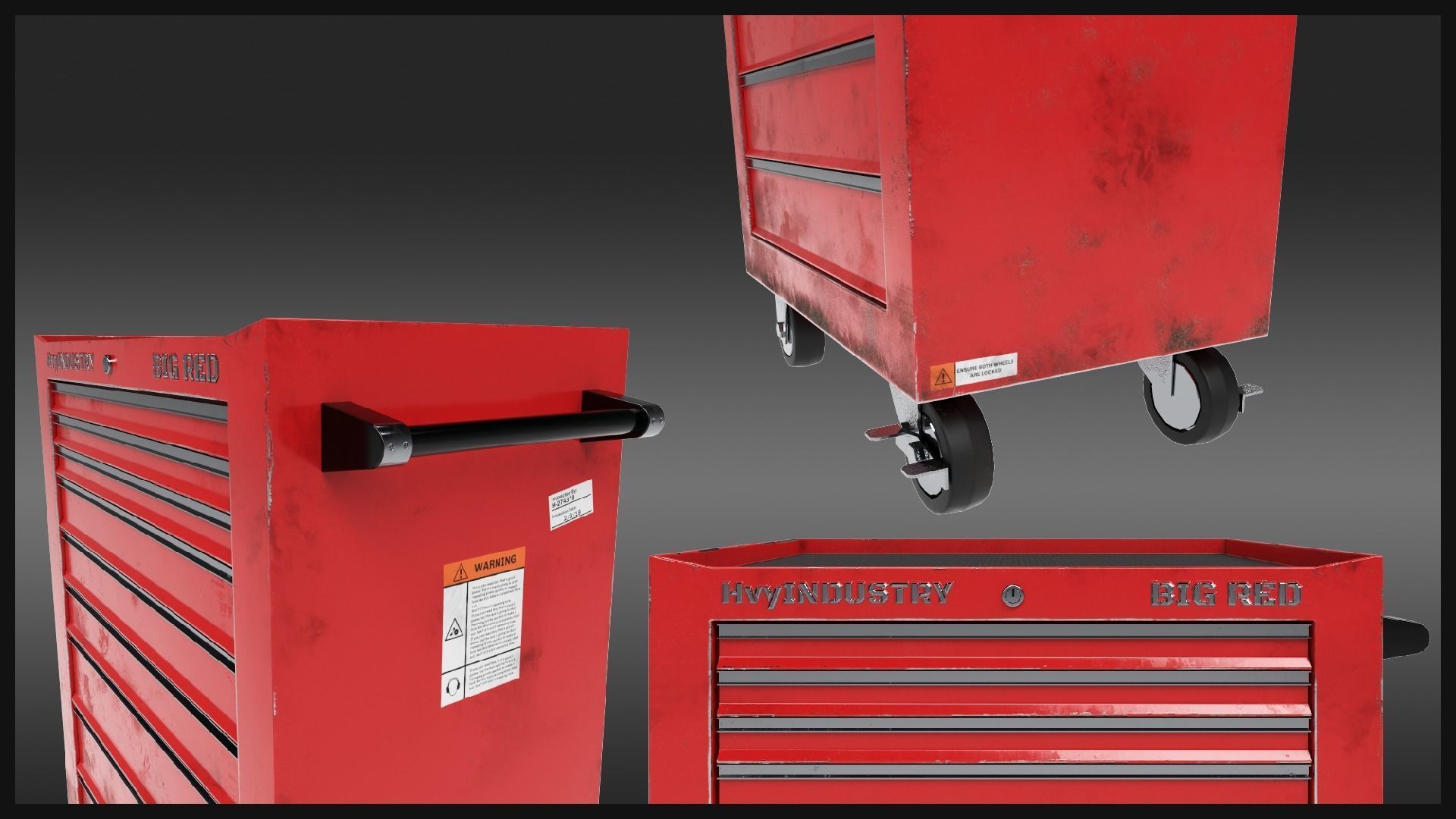 Rolling Tool Cabinet Low-poly 3D model_2