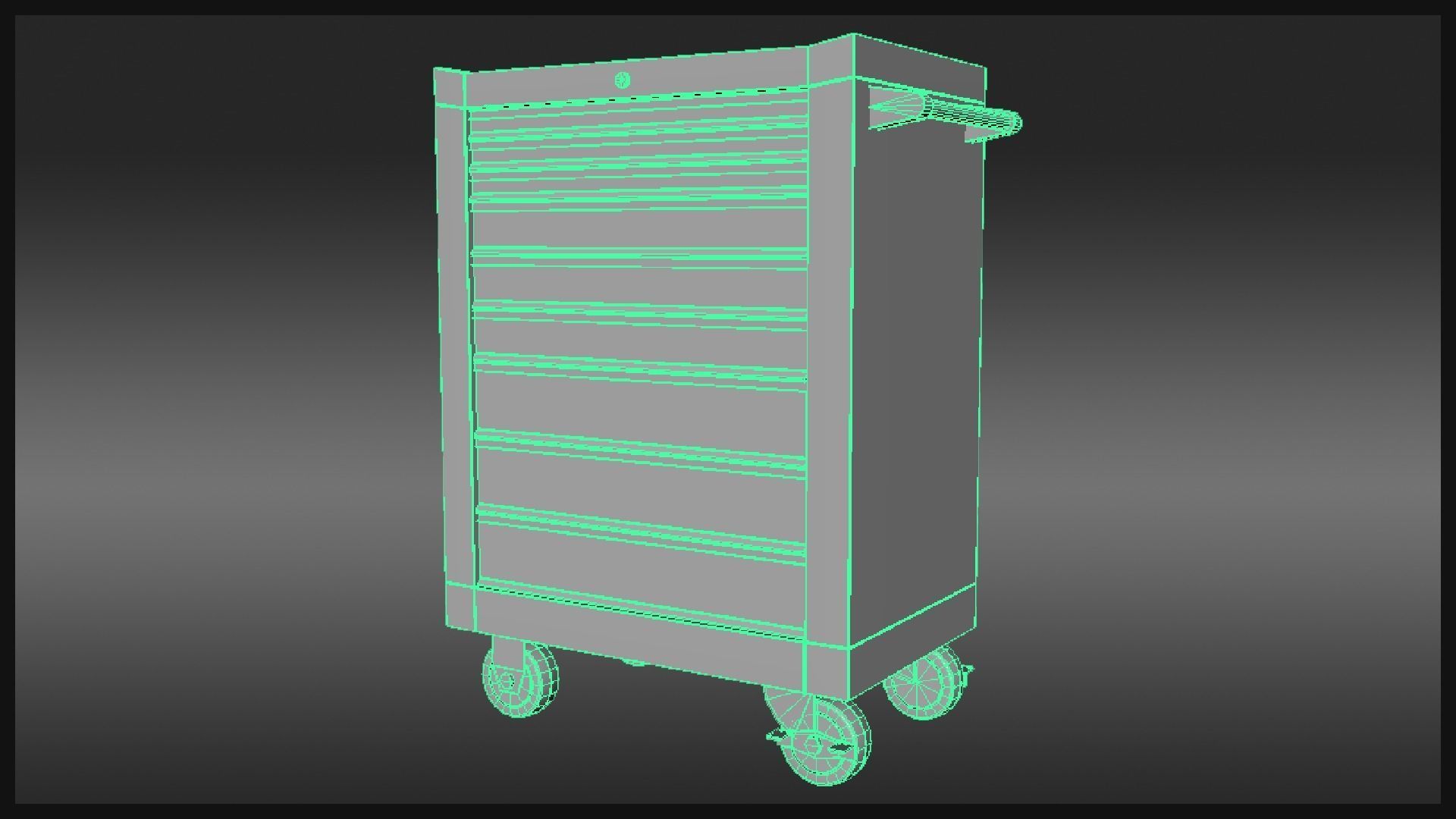 Rolling Tool Cabinet Low-poly 3D model_3