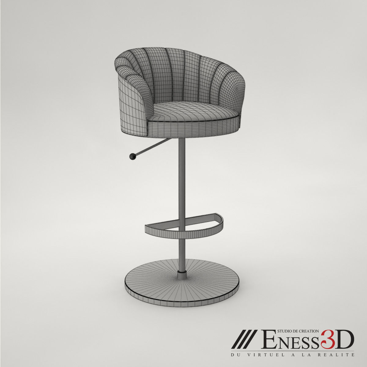 Pro - Bar Stool bidendum Fendi 3D model_4