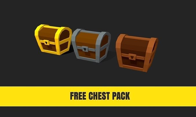 Animated Cartoon Chest Kit Free 3D model