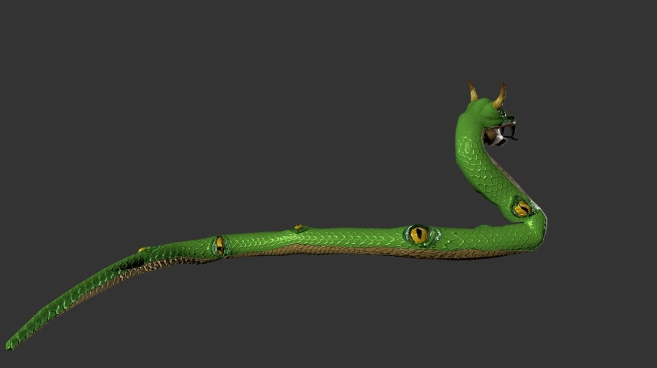 Animated Low Poly PBR Snake 3D model_2