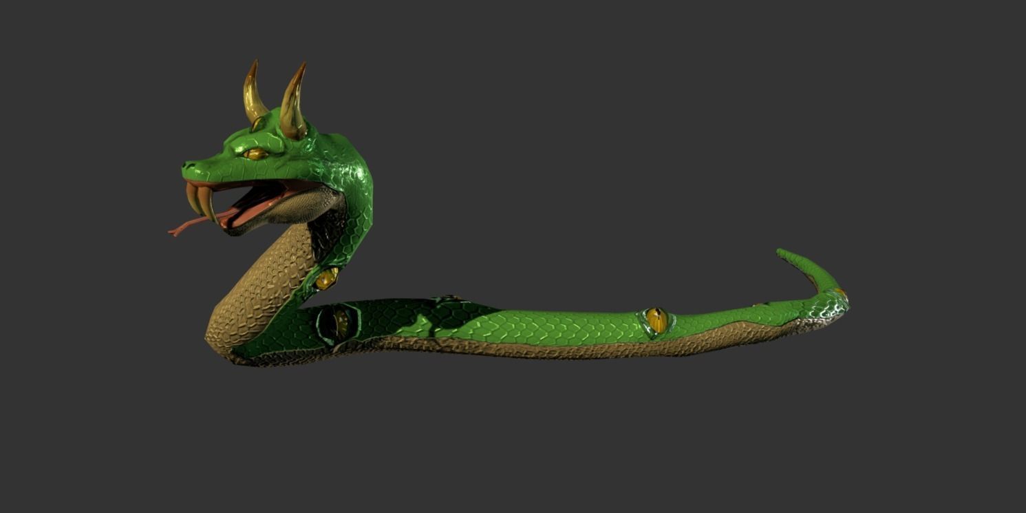 Animated Low Poly PBR Snake 3D model_1