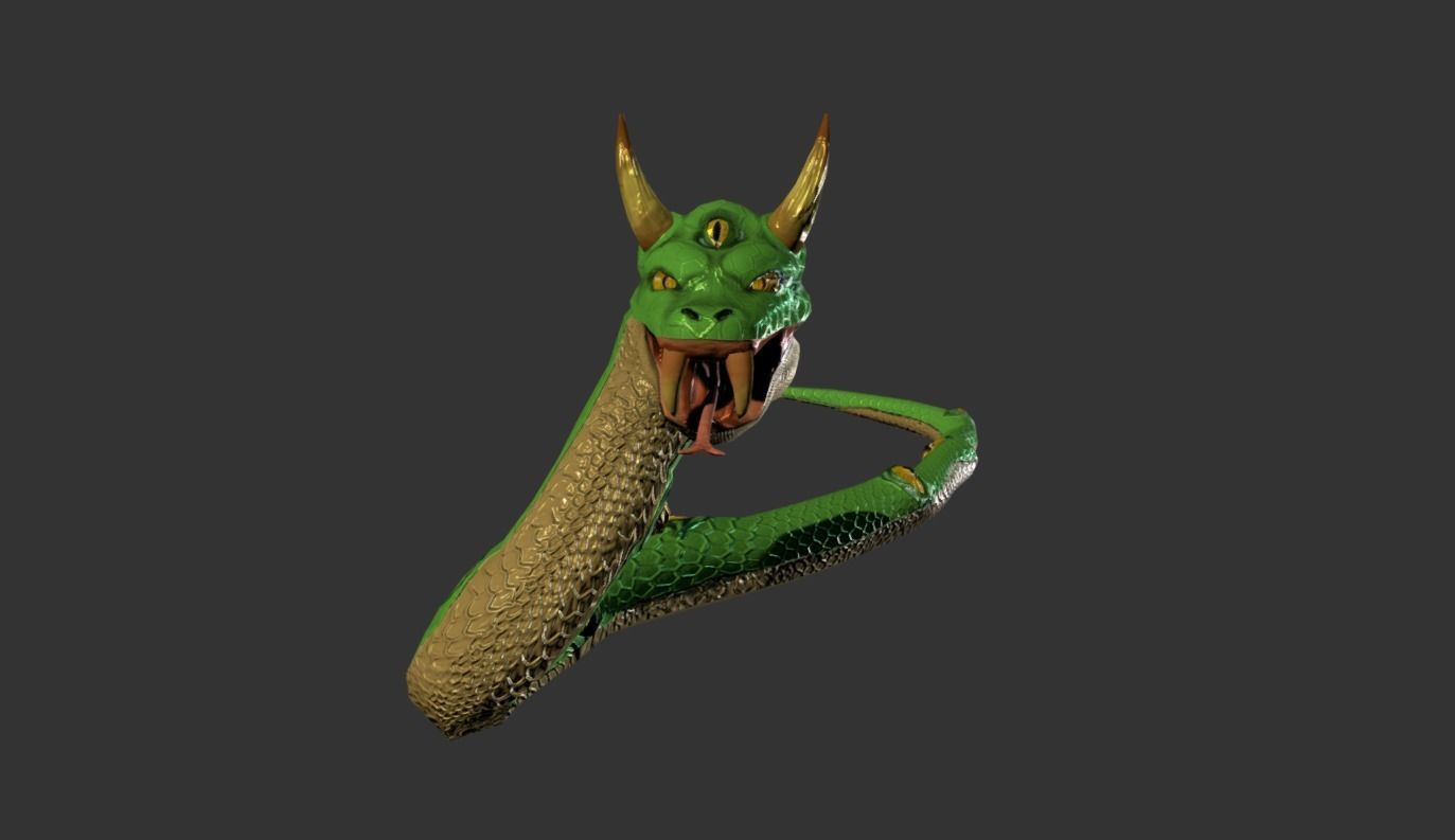 Animated Low Poly PBR Snake 3D model_3