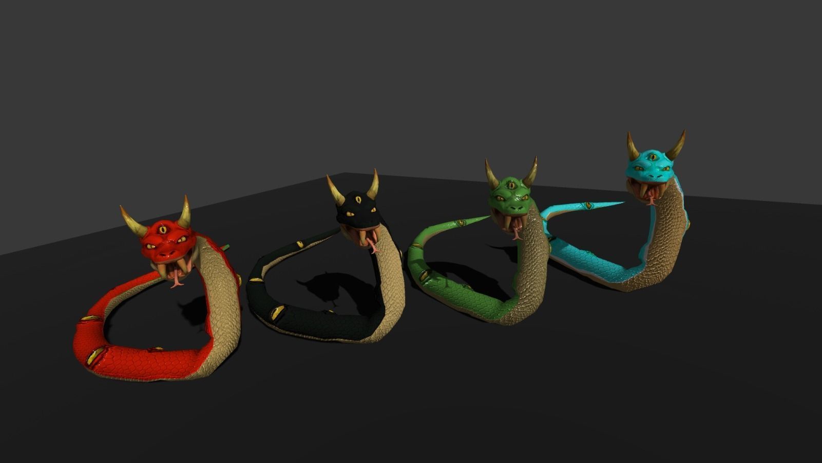 Animated Low Poly PBR Snake 3D model_5