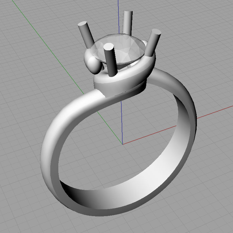 Solitaire Round diamond Cut Anello solitario Sl02 3D print model_3