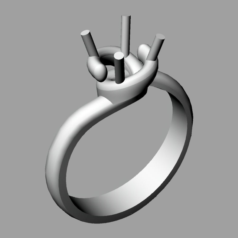 Solitaire Round diamond Cut Anello solitario Sl02 3D print model_4