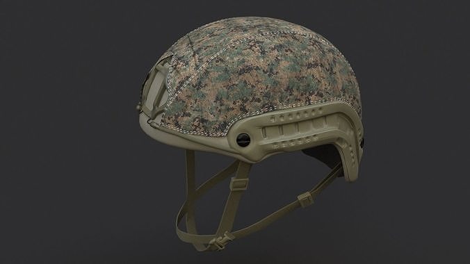Ops Core Fast helmet foliage green with marpat camo 3D model