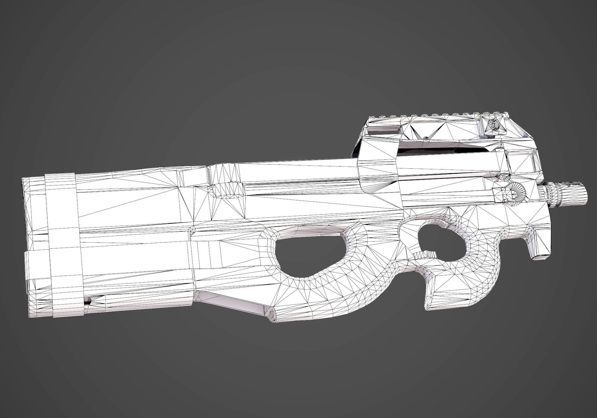 FN P90 Submachine Gun AAA Game Ready Asset Low-poly 3D model_9