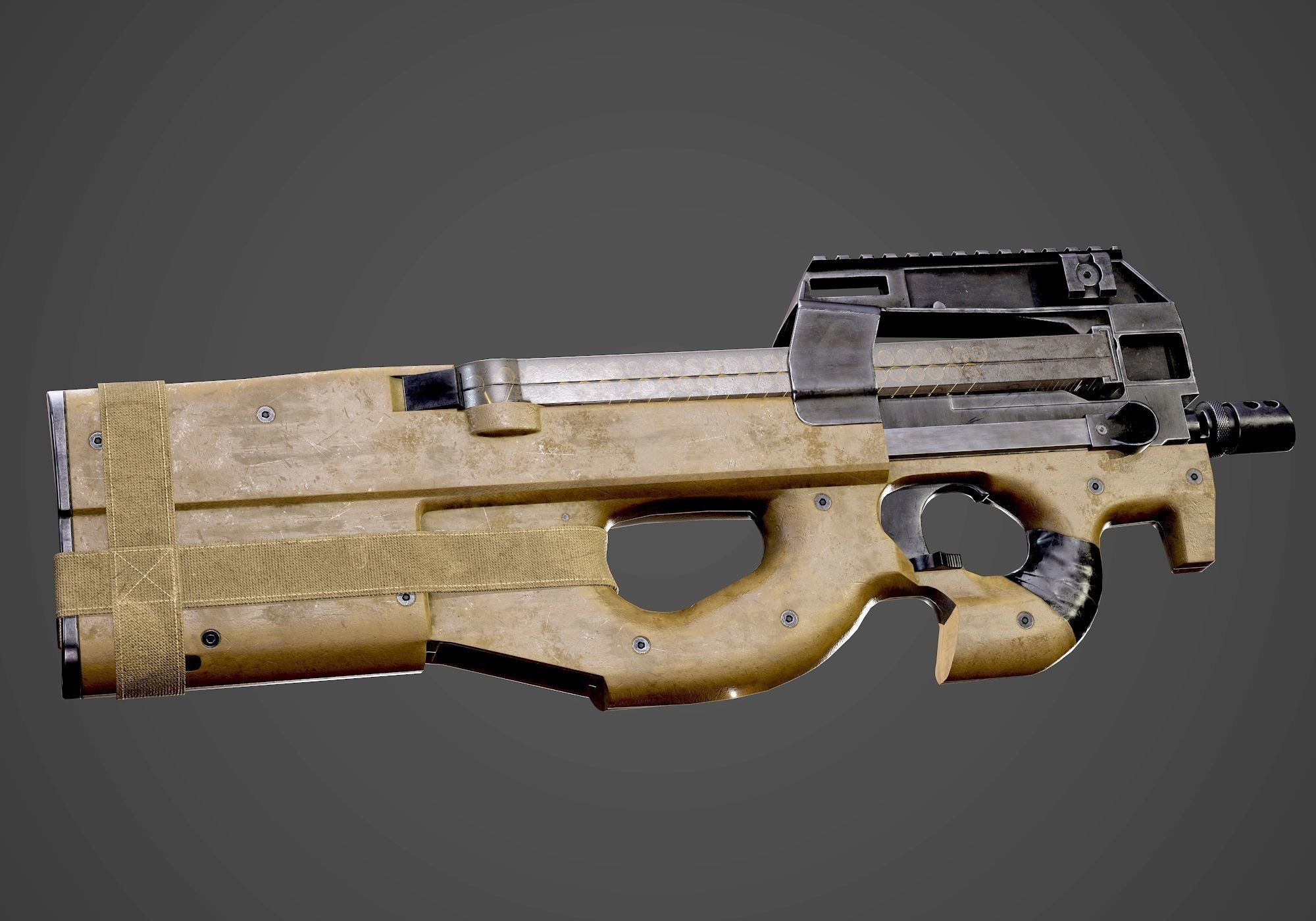 FN P90 Submachine Gun AAA Game Ready Asset Low-poly 3D model_4