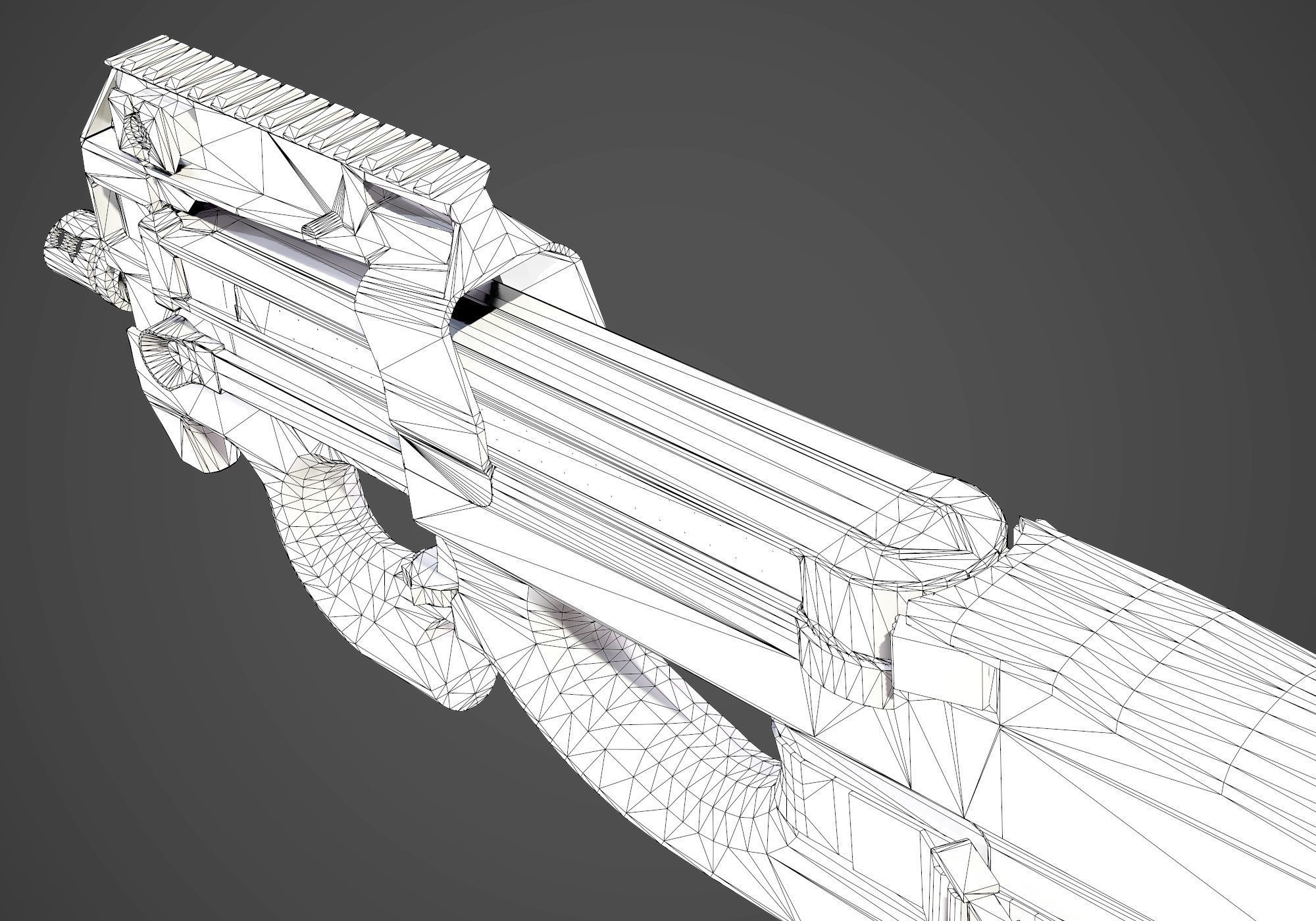 FN P90 Submachine Gun AAA Game Ready Asset Low-poly 3D model_11