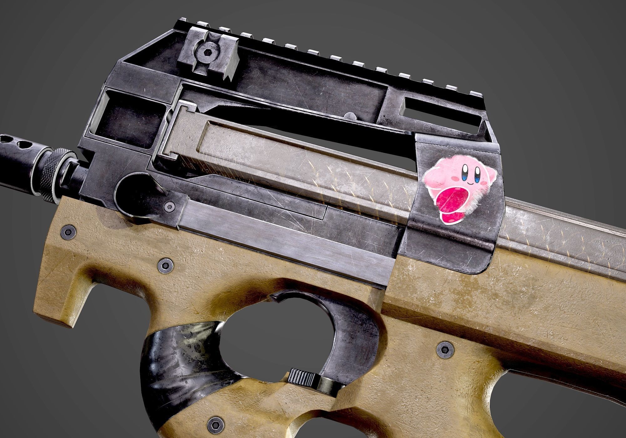 FN P90 Submachine Gun AAA Game Ready Asset Low-poly 3D model_7