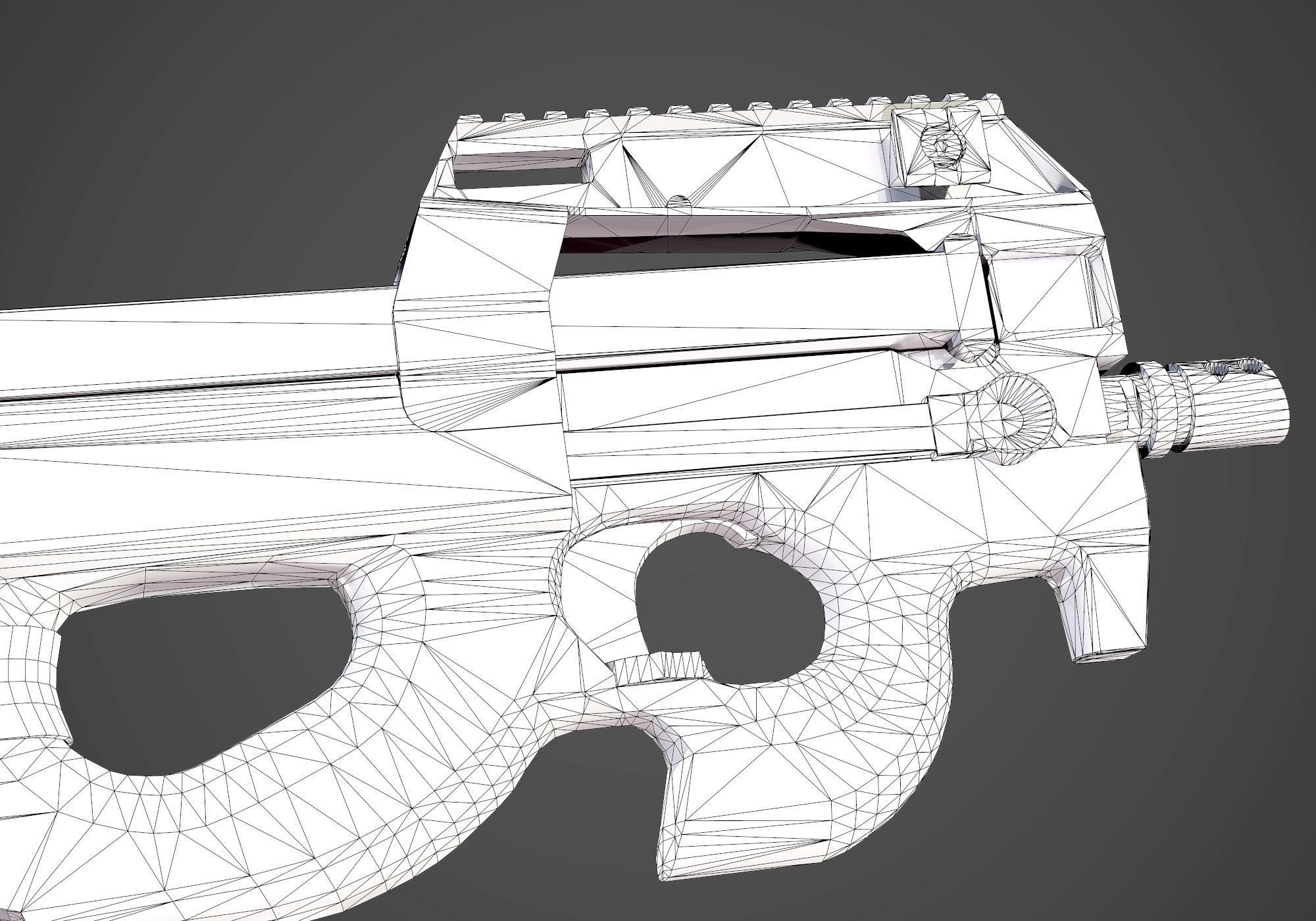 FN P90 Submachine Gun AAA Game Ready Asset Low-poly 3D model_10