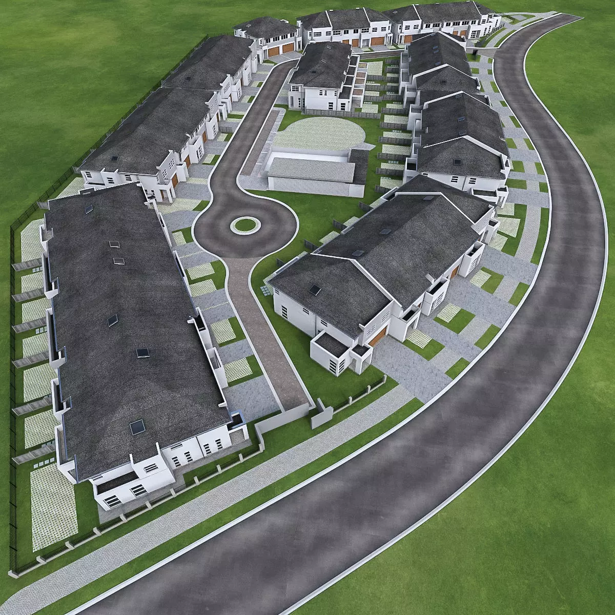 Neighborhood Houses 02 Low-poly 3D model