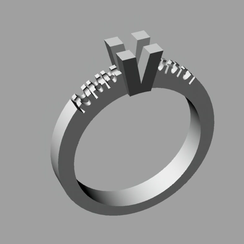 Solitaire Round diamond Anello solitario Sl06 3D print model_3