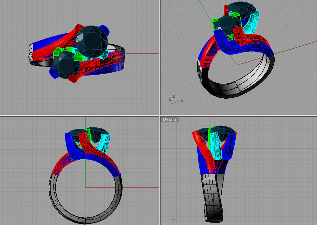 Solitaire double Round diamond Anello solitario Sl08 3D print model_1