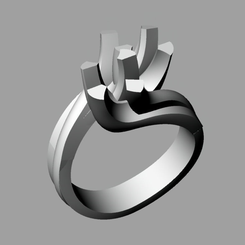 Solitaire double Round diamond Anello solitario Sl08 3D print model_4