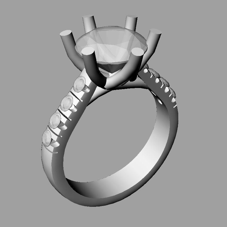 Solitaire Round diamond Anello solitario Sl09 3D print model_3