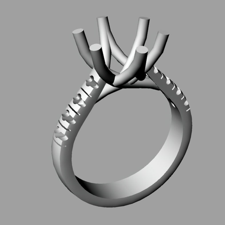 Solitaire Round diamond Anello solitario Sl09 3D print model_4