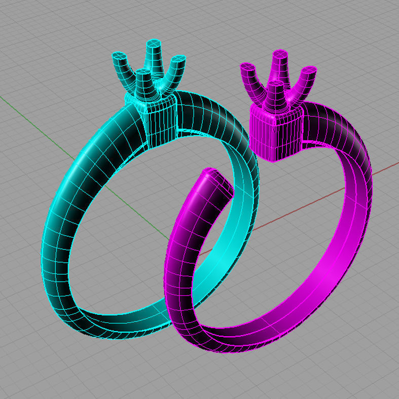 set Solitaire Round diamond Anello solitario Sl10 3D print model_2