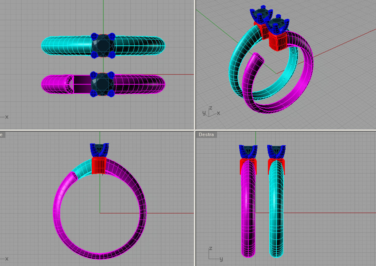 set Solitaire Round diamond Anello solitario Sl10 3D print model_1
