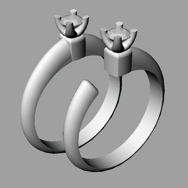 set Solitaire Round diamond Anello solitario Sl10 3D print model_3