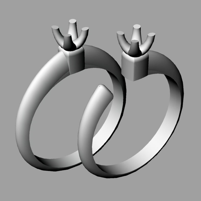 set Solitaire Round diamond Anello solitario Sl10 3D print model_4