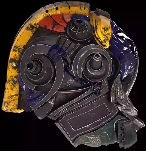 cyborg helmet made of metal and plastic