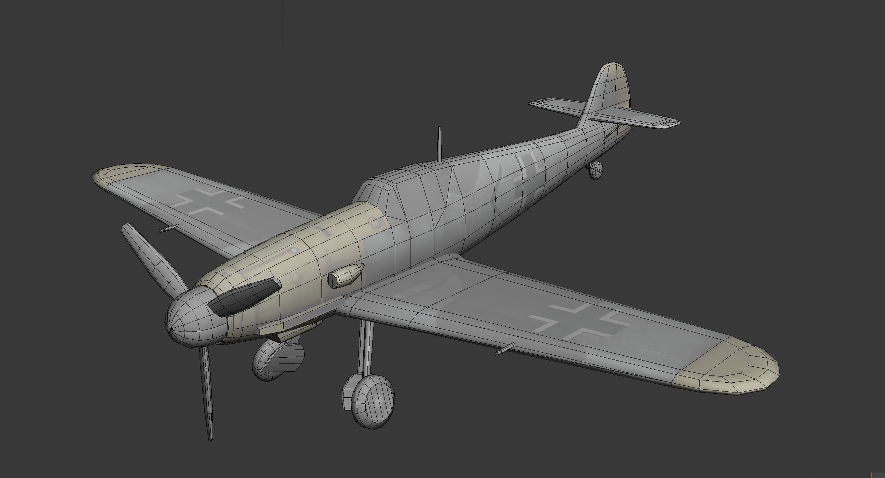 Messerschmitt Bf 109 Low-poly 3D model_7