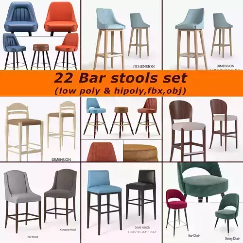 22 Bar stool sets 01  Low-poly 3D model