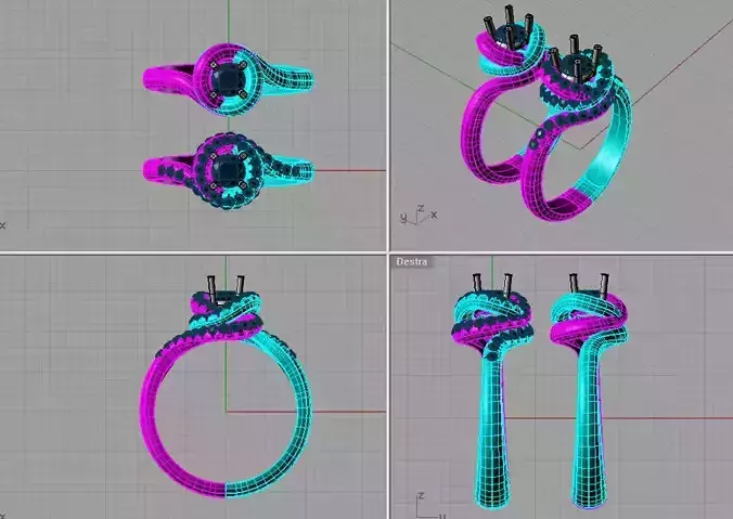 Set Solitaire Round diamond Heart Anello solitario Sl17 3D print model