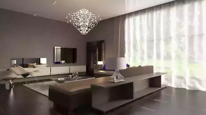3D Living Room Neomoderno