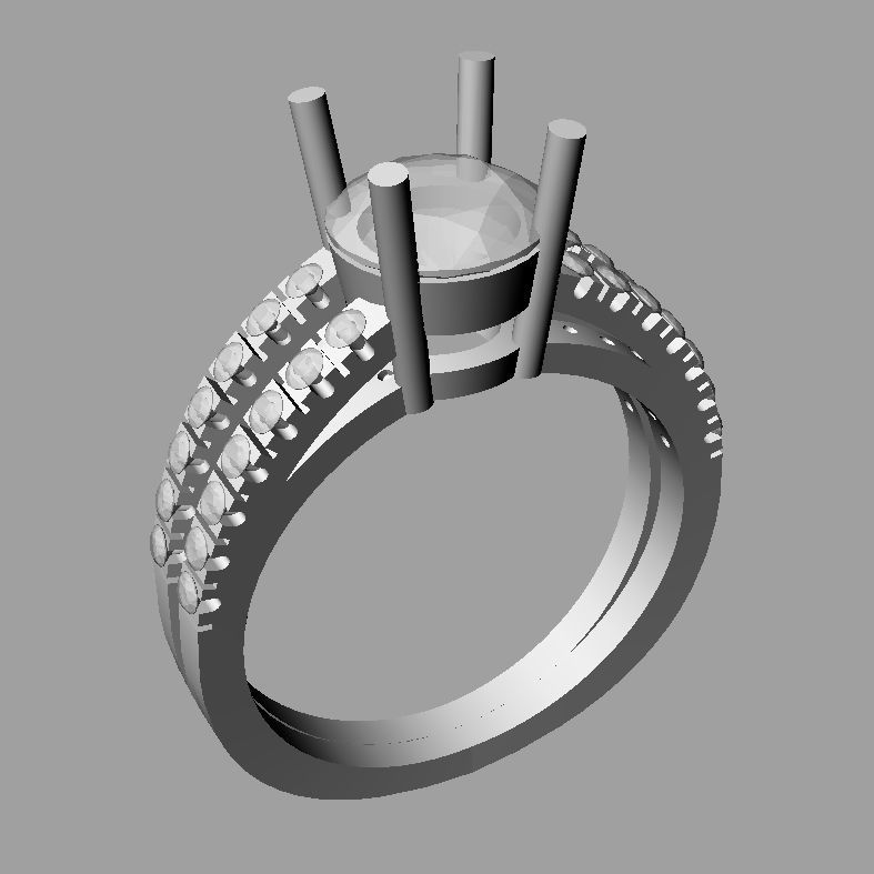 Women ring Solitarie cut  diamonds  Anello Solitario Sl18 3D print model_2