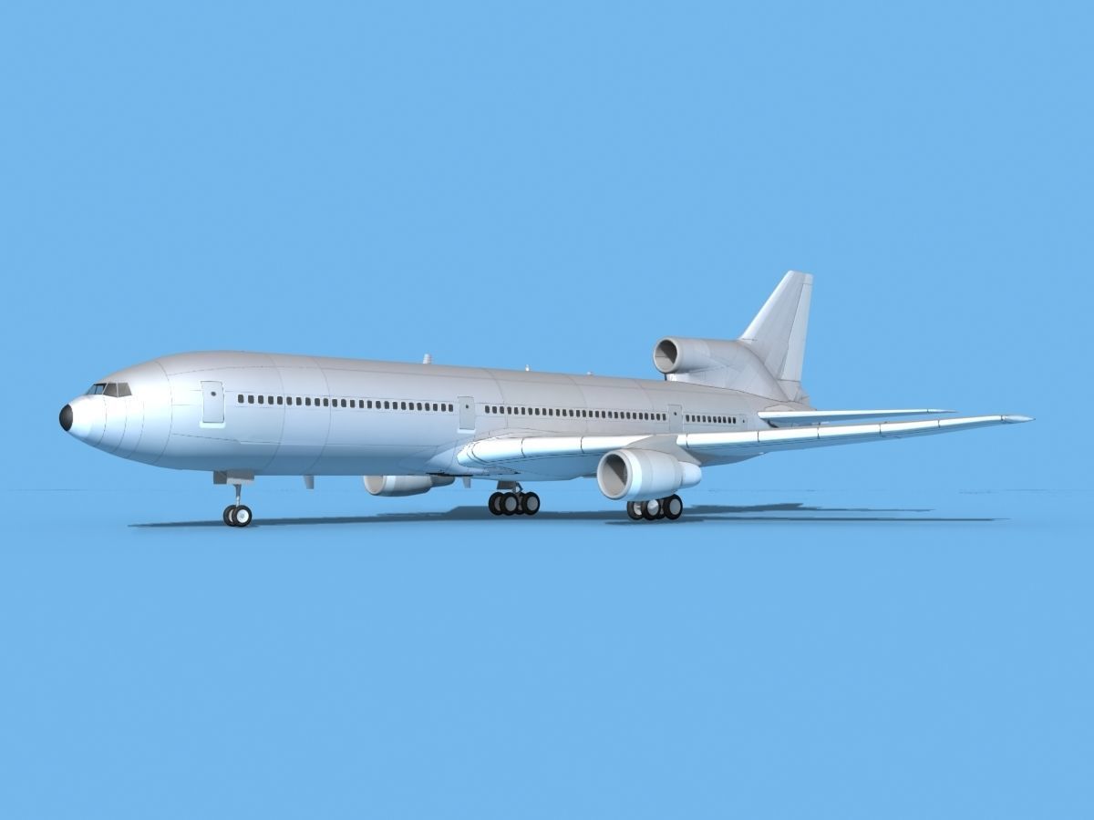 Lockheed L-1011 TriStar Bare Metal 3D model rigged | CGTrader